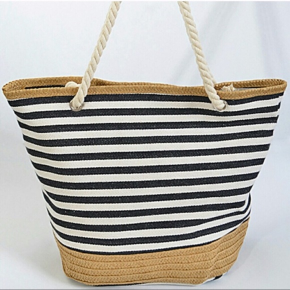 Pink Haley Handbags - ❗️ONLY 1 LEFT❗️🌝Black STRIPE TOTE BAG🌝